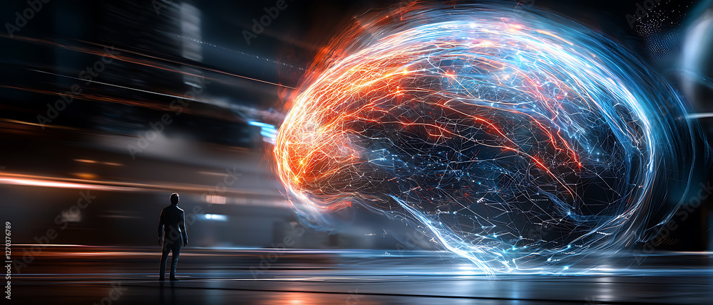 Poster exploring the boundless realms of artificial intelligence digital universe concept art futuristic ab