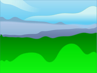 landscape with mountains and clouds