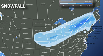 US snowfall satellite map statistics.