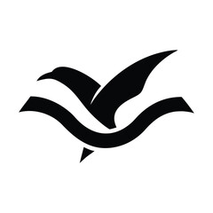 Obraz premium Soaring Bird Silhouette with Outstretched Wings – Minimal Vector Art