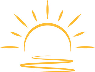 A half sun is setting downwards icon sunset concept for graphic design, logo, web site, social media, mobile app, ui illustration