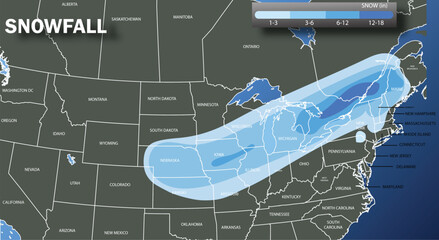 US snowfall satellite map statistics.