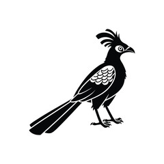 Black Silhouette of Crested Bird – Exotic Songbird Vector Illustration