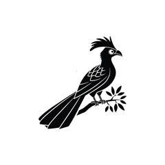 Black Silhouette of Crested Bird – Exotic Songbird Vector Illustration