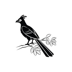 Black Silhouette of Crested Bird – Exotic Songbird Vector Illustration