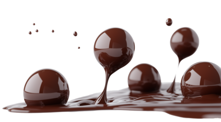 Chocolate bubbles, isolated on white background, created with Generative AI technology, PNG