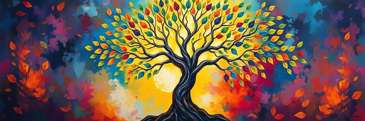 Vibrant Autumn Tree with Colorful Leaves Capturing the Essence of Nature's Beauty and Serenity