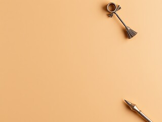 Contrast of Everyday Objects Scissors and Toothbrush on Soft Tan Background Evoking Everyday Life