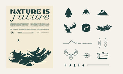 Outdoor poster print design graphic and symbol asset