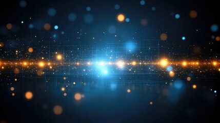 Abstract Digital Network Lightscape Glowing Brightly