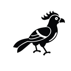 Fototapeta premium Black Silhouette of Crested Bird – Exotic Songbird Vector Illustration