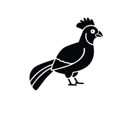 Black Silhouette of Crested Bird – Exotic Songbird Vector Illustration