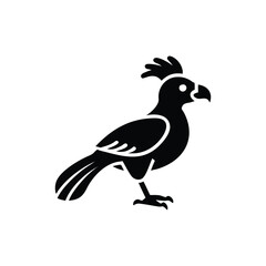 Fototapeta premium Black Silhouette of Crested Bird – Exotic Songbird Vector Illustration