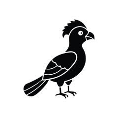 Black Silhouette of Crested Bird – Exotic Songbird Vector Illustration