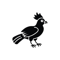 Fototapeta premium Black Silhouette of Crested Bird – Exotic Songbird Vector Illustration