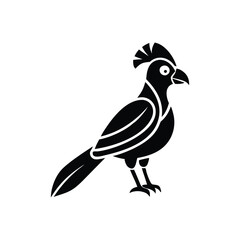Black Silhouette of Crested Bird – Exotic Songbird Vector Illustration