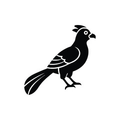 Black Silhouette of Crested Bird – Exotic Songbird Vector Illustration