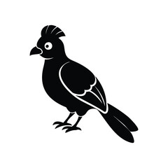 Black Silhouette of Crested Bird – Exotic Songbird Vector Illustration