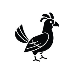 Black Silhouette of Crested Bird – Exotic Songbird Vector Illustration
