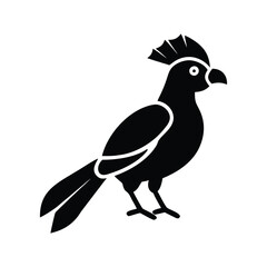 Black Silhouette of Crested Bird – Exotic Songbird Vector Illustration