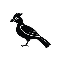 Obraz premium Black Silhouette of Crested Bird – Exotic Songbird Vector Illustration