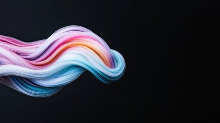 Obraz premium Abstract pastel colored 3D fluid waves flowing smoothly against a dark black background.