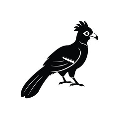 Black Silhouette of Crested Bird – Exotic Songbird Vector Illustration