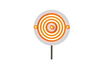 Trade growth concept. A vibrant illuminated circular target symbol with orange concentric circles.