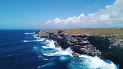Coastal Cliffs and Ocean Waves: A Stunning Aerial View