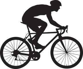 cycling race stylized symbol, outlined cyclist vector silhouette