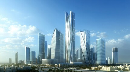 Obraz premium Stunning Skyline of Modern Architectural Marvels in a Bright Day