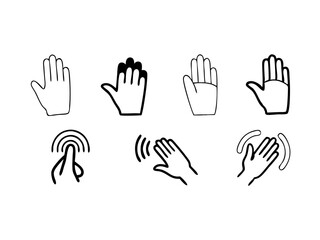 Hand vibration icon set, Vector icon, Line art Vector, Doodle Icon