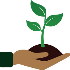 plant in hand, plant sprout in the hand growth vector