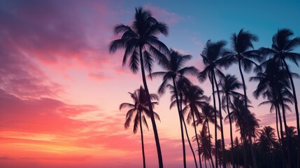 Obraz premium silhouette palm trees blue sky