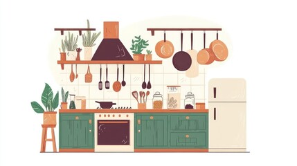 Fototapeta premium Modern Kitchen Interior Design Illustration (1)