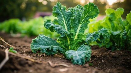 Naklejka premium leaves kale single plant