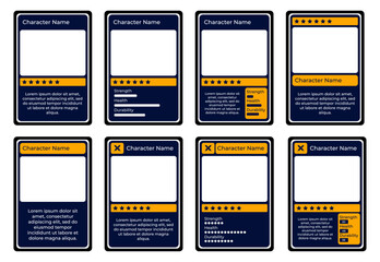 complete games bundle card border with classic theme and navy and orange color, for in-game materials and trading cards