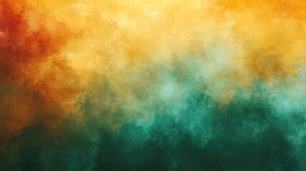 Fototapeta premium Abstract Watercolor Background Golden Yellow Teal and Green Hues