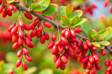 Obraz premium Barberry fruit images. Fresh fruits close-up photography. Fruit marketing, advertising and blog stock photos.