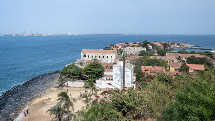 Architectural detail of Gorée Island in Senegal, 3 km off Dakar’s coast. This historic site,...
