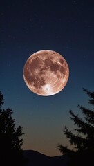 Fototapeta premium view of a total lunar eclipse seen from below at night