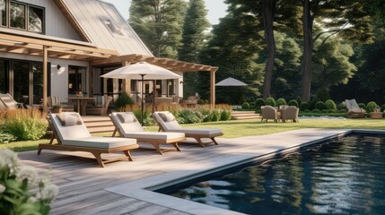 Fototapeta premium traditional house with swimming pool
