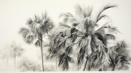 drawing hand drawn palm trees