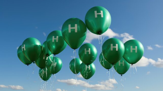 balloons letter h green