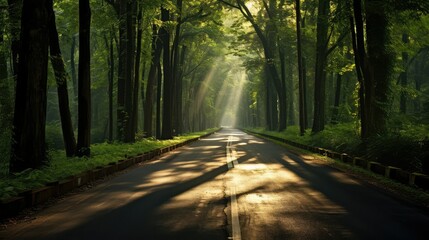 Obraz premium forest empty road