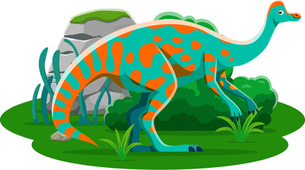 Dinosaur or prehistoric lizard Jaxartosaurus, cartoon dino character, vector extinct animal. Jurassic or Cretaceous era dinosaur Jaxartosaurus for kid paleontology atlas or dino world collection