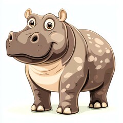 Obraz premium Cute Cartoon Hippo Character Illustration