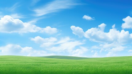 Fototapeta premium landscape green grass blue skies