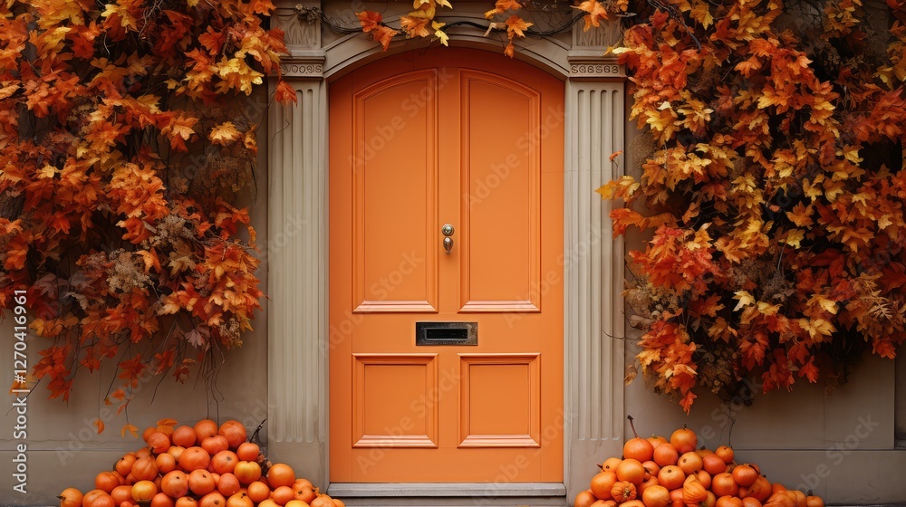 Canvas Prints wreath orange door