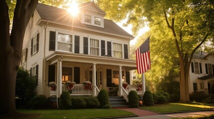 historic house american flag